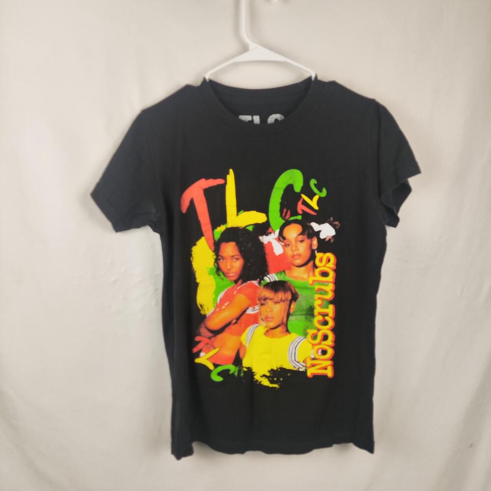 TLC Shirt Mens Small Black No Scrubs 90s R&B Music Group Graphic Tee Cotton